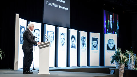 Bundespräsident Frank-Walter Steinmeier bei Gedenkveranstaltung Hanau